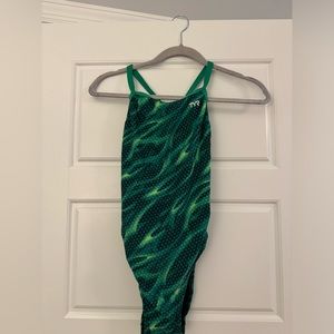 TYR green black children’s swim suit